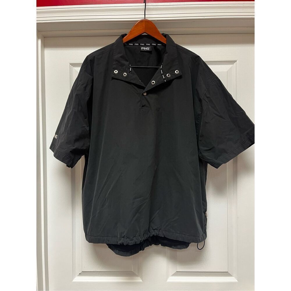 PING Mens Black Water Resistant Quarter Snap Pullover sz L EUC